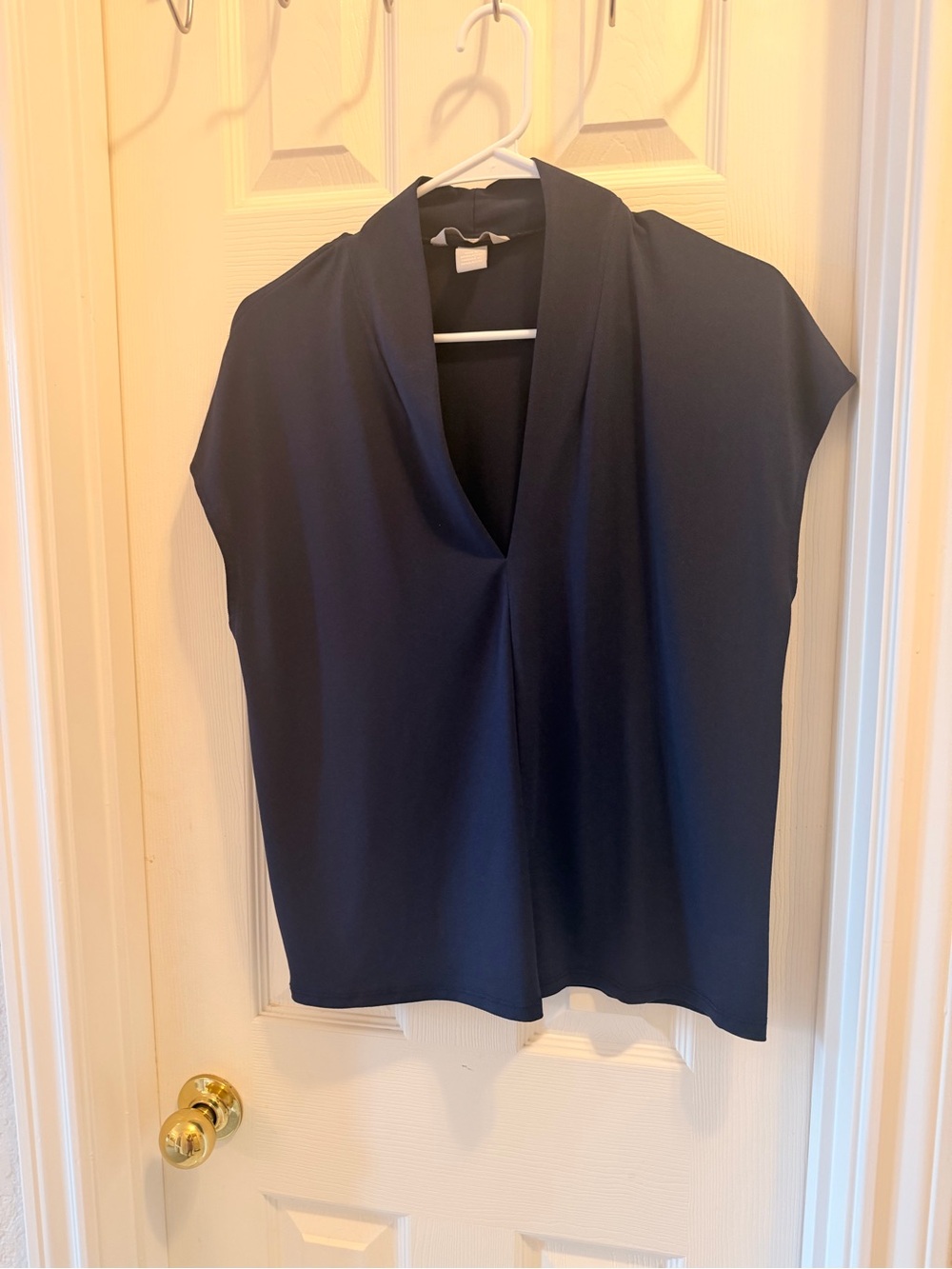 H&M Navy Draped V-Neck Blouse